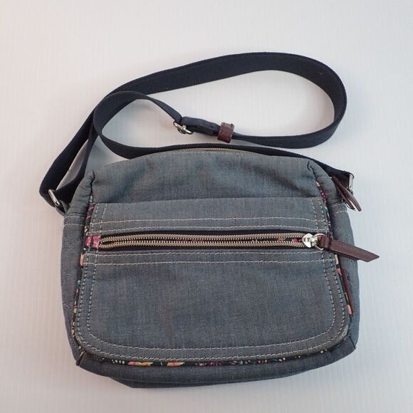 Vera Bradley Denim Floral Garden Snail Lined Crossbody Purse Bag - Picture 1 of 16
